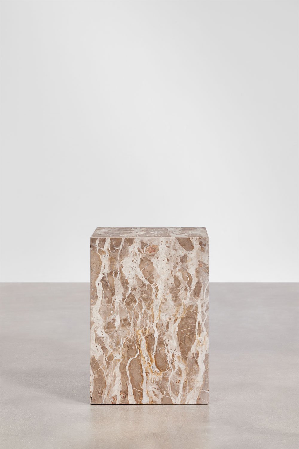 Mesa auxiliar cuadrada 35x35 cm en MDF y piedra natural Aluret, imagen de galería 4