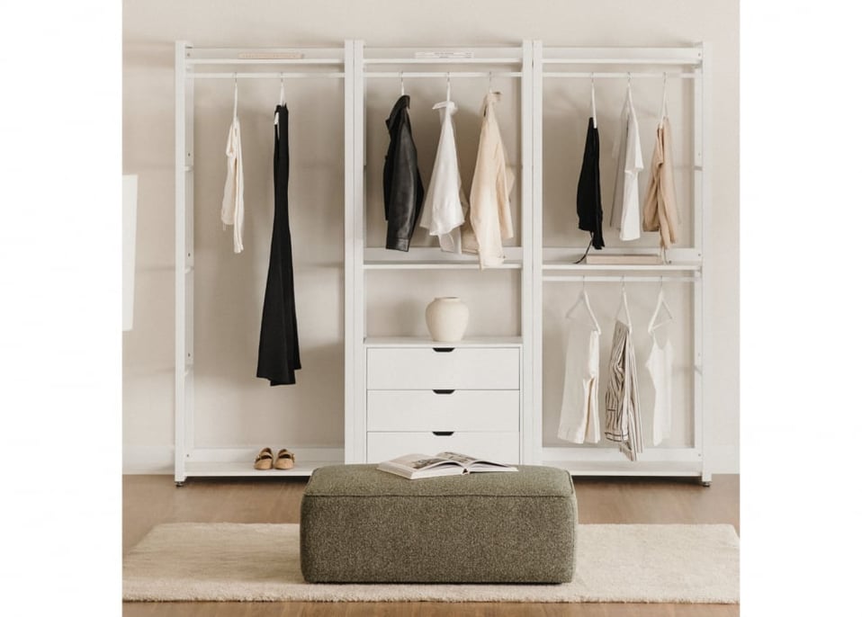 Armario modular abierto de 3 piezas con cajones en acero y MDF Ariaster - Blanco