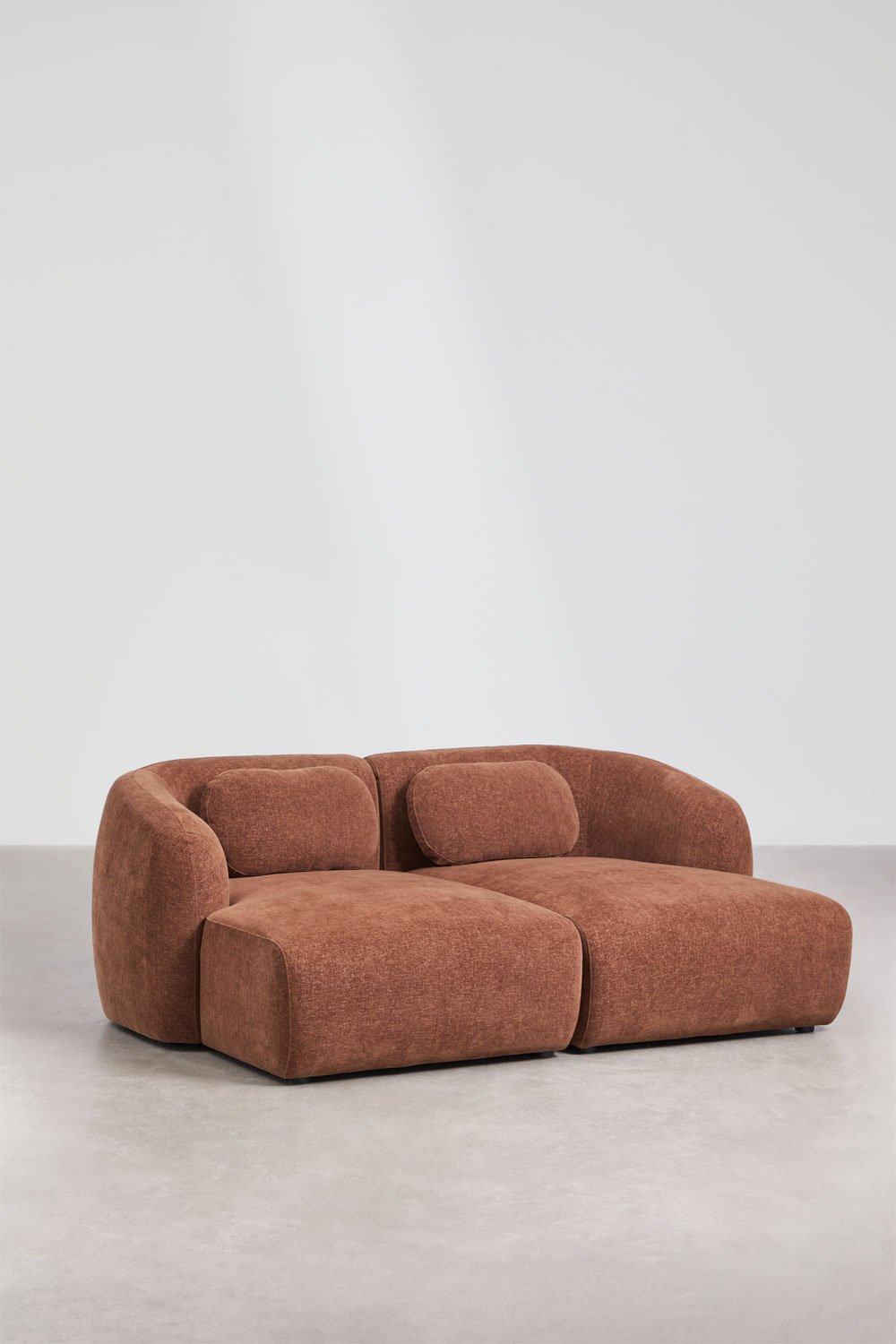 Sofá modular chaise longue de 2 piezas en chenilla Coquette, imagen de galería 3