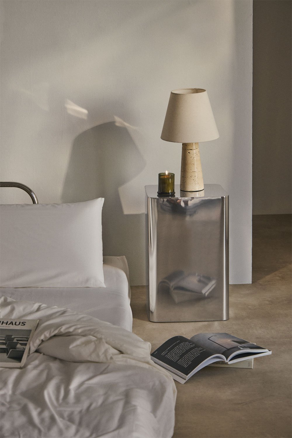 Pack de 2 mesitas de noche cuadradas en acero inoxidable Loraq, imagen de galer&iacute;a 1