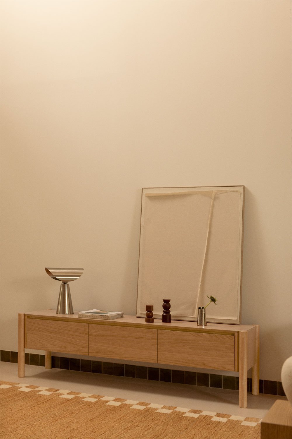 Mueble TV 185x45 cm en MDF con chapa de roble Munden, imagen de galer&iacute;a 2