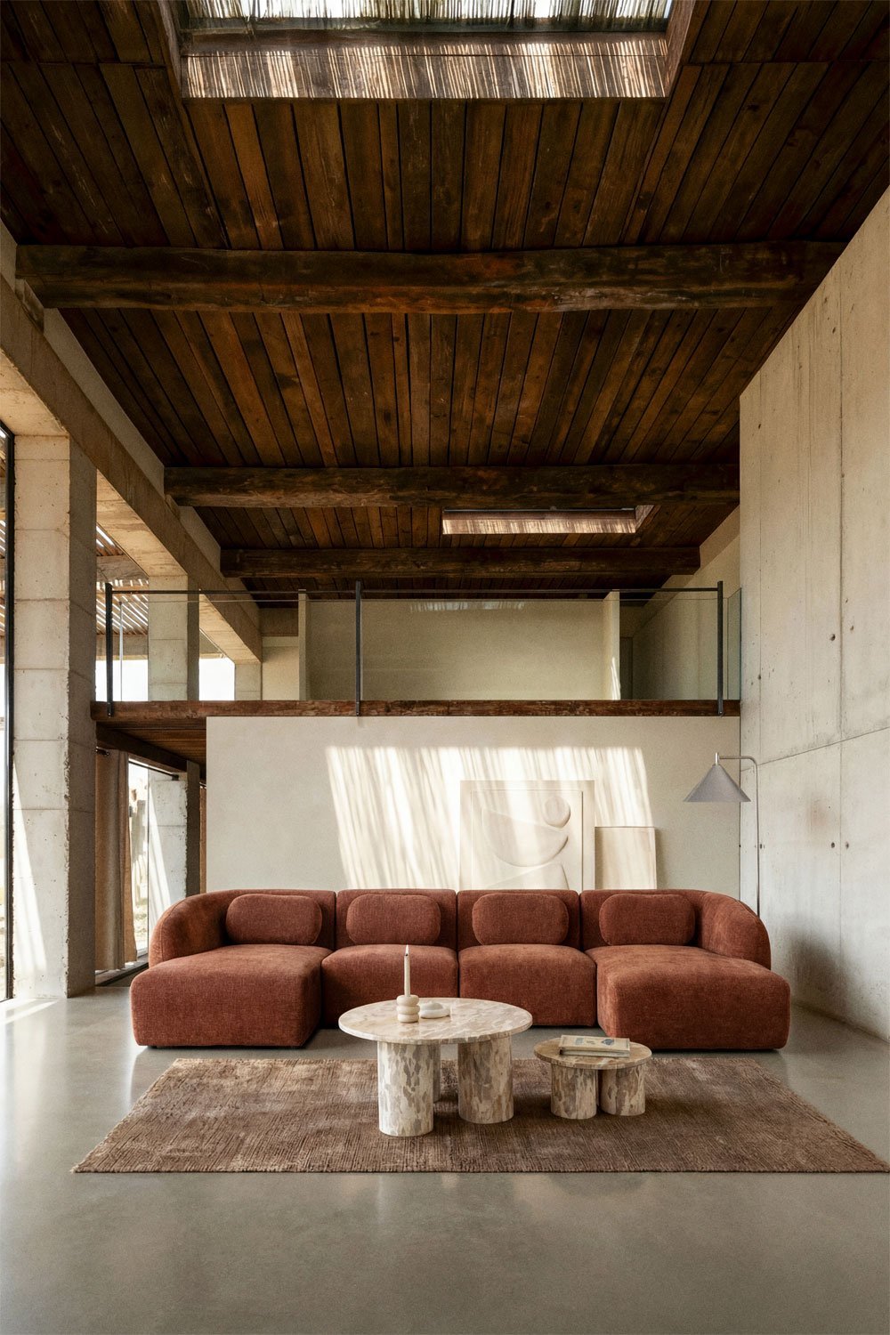 Sofá modular con doble chaise longue de 4 piezas en chenilla Coquette , imagen de galería 1