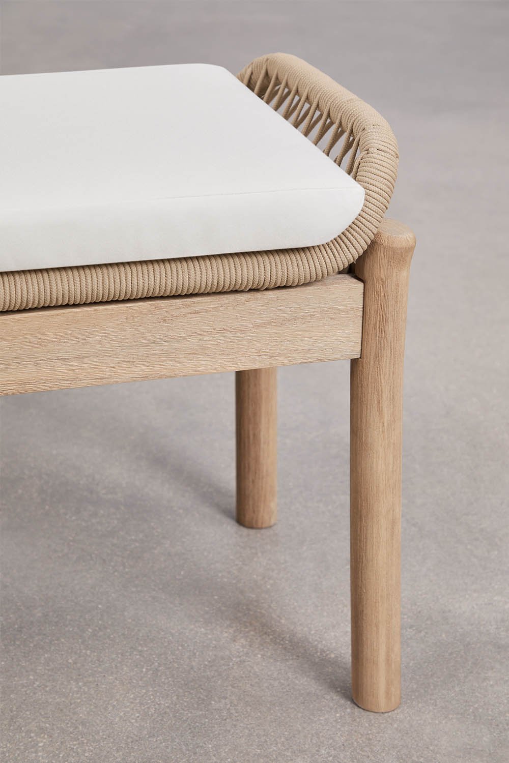 Banco de jardín 180 cm en madera de acacia y cuerda trenzada Karvia, imagen de galer&iacute;a 4