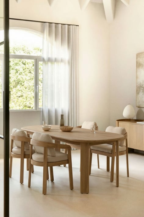 Mesa de comedor ovalada 240x100 cm en madera de acacia Uleno - Marrón Acacia Claro