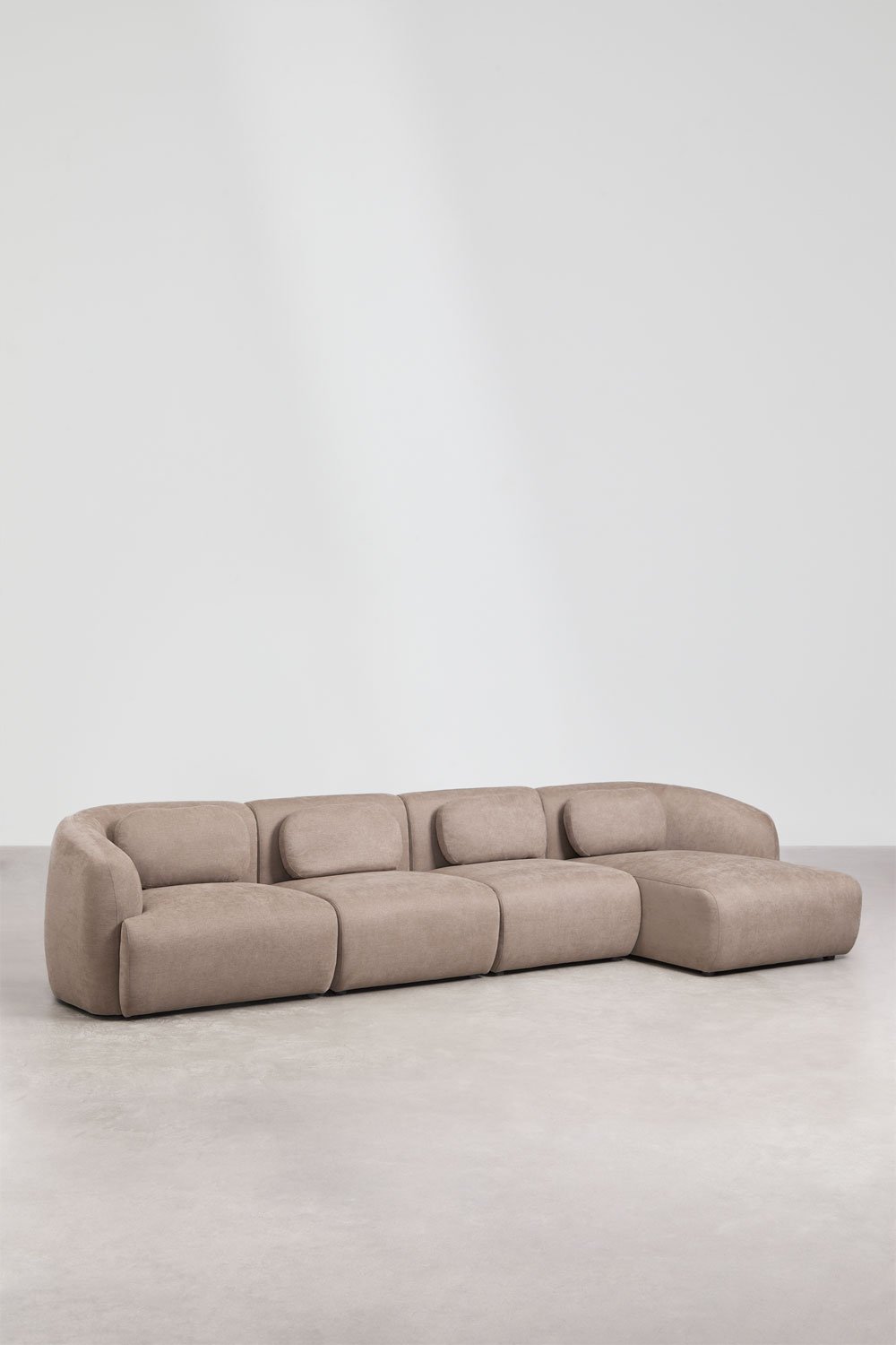 Sofá modular chaise longue derecho de 4 piezas en chenilla Coquette, imagen de galería 3