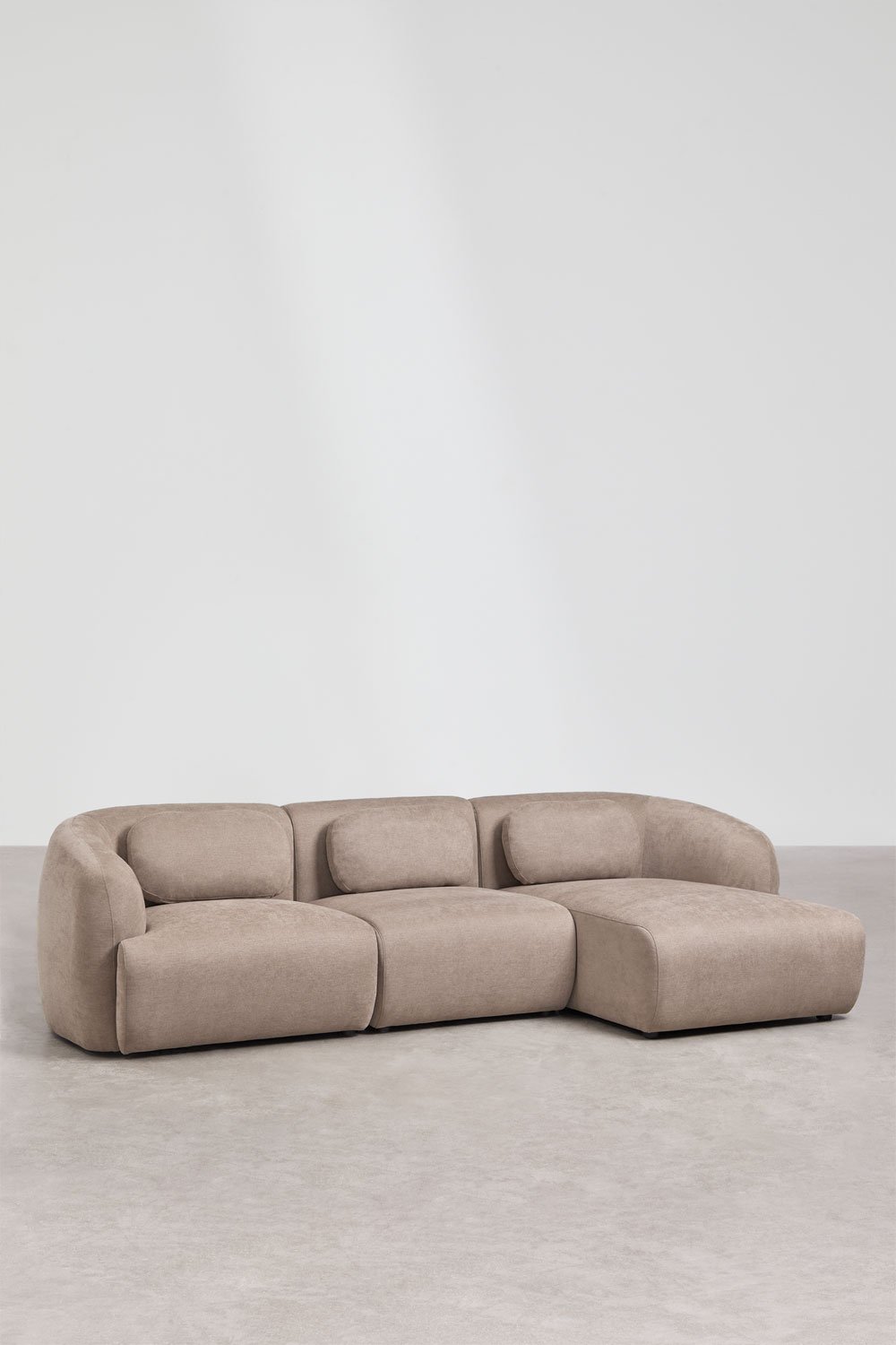 Sofá modular chaise longue derecho de 3 piezas en chenilla Coquette, imagen de galer&iacute;a 3