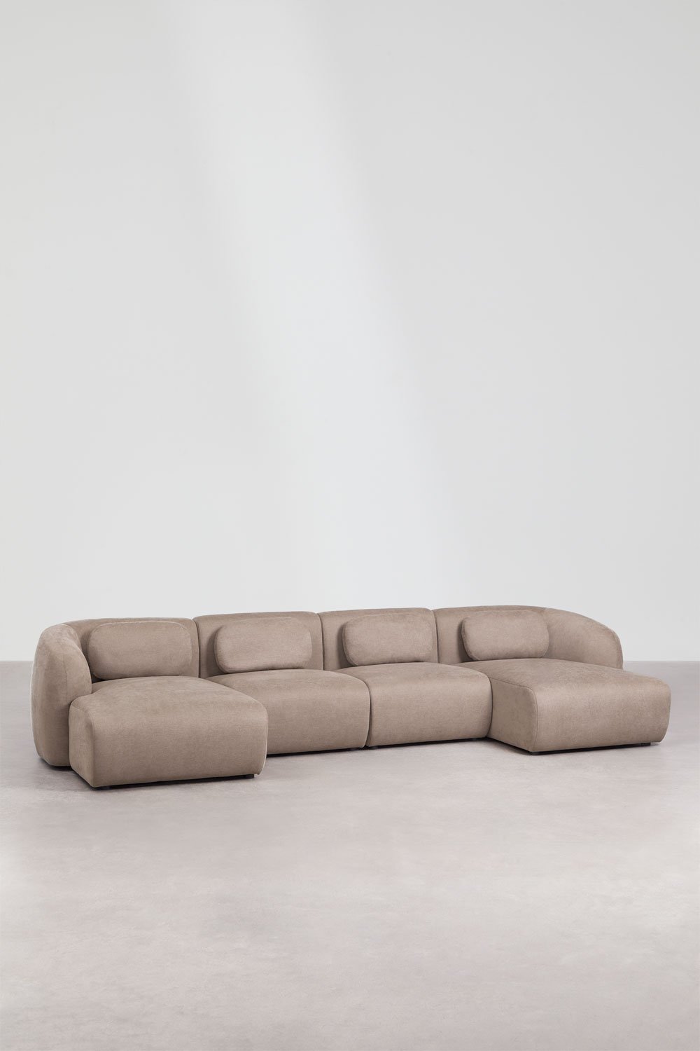Sofá modular con doble chaise longue de 4 piezas en chenilla Coquette , imagen de galería 3