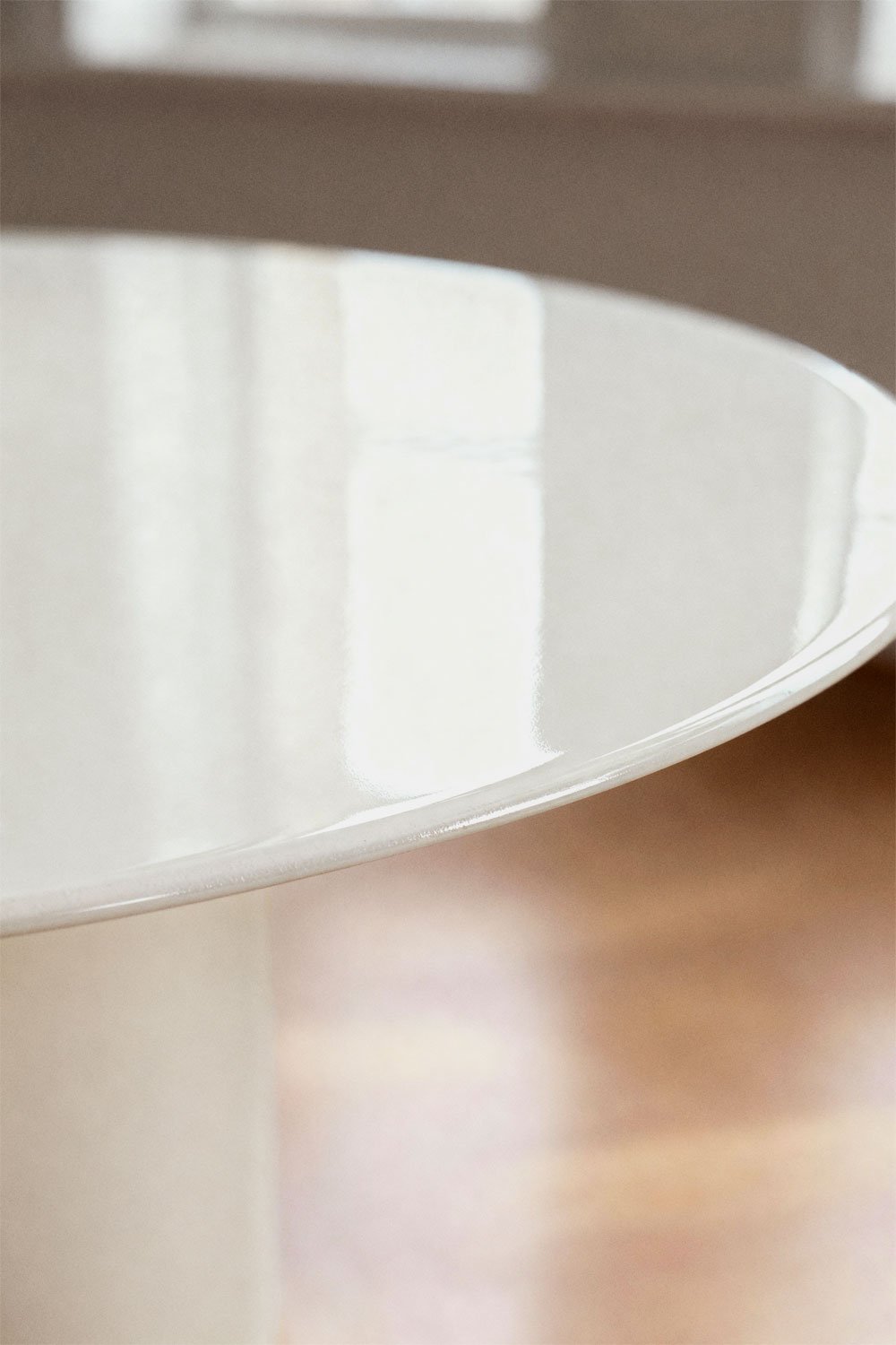 Mesa de comedor redonda Ø120 cm en vidrio templado y MDF Asgri, imagen de galería 2