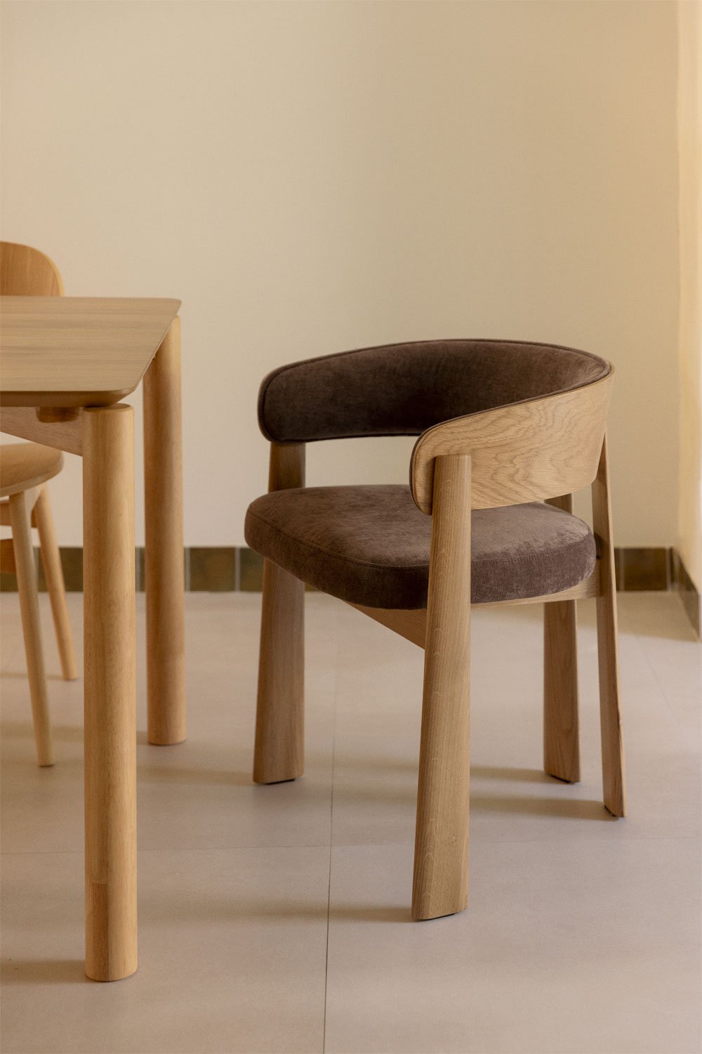 Silla de comedor en madera de roble y tapizada Olea, imagen de galer&iacute;a 1