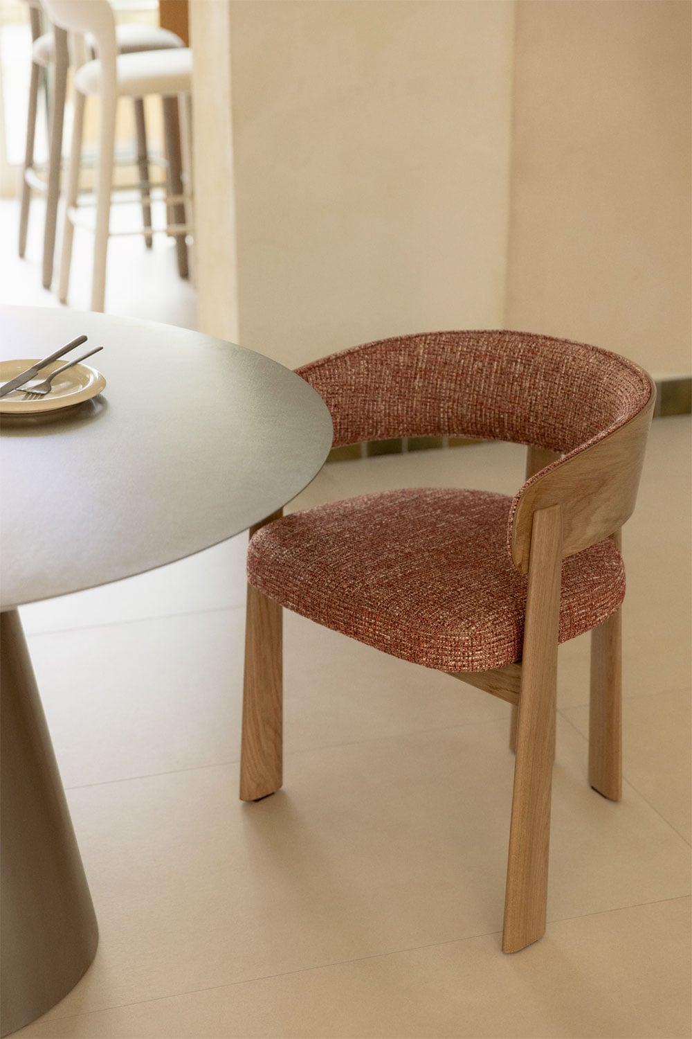 Pack de 2 sillas de comedor en madera de roble y tapizadas Olea, imagen de galer&iacute;a 1