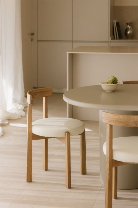 Silla de comedor en madera de roble y tapizada Manila