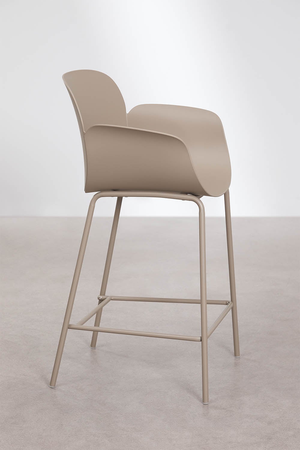 Pack de 4 taburetes altos 65 cm en polipropileno y acero  marrón moka Lynette, imagen de galer&iacute;a 2