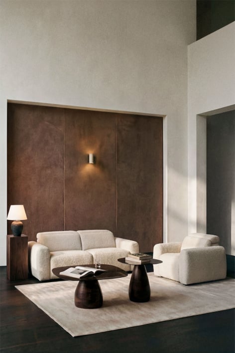 Conjunto de salón con sofá de 2 plazas reclinable y eléctrico y sillón en chenilla Peggy