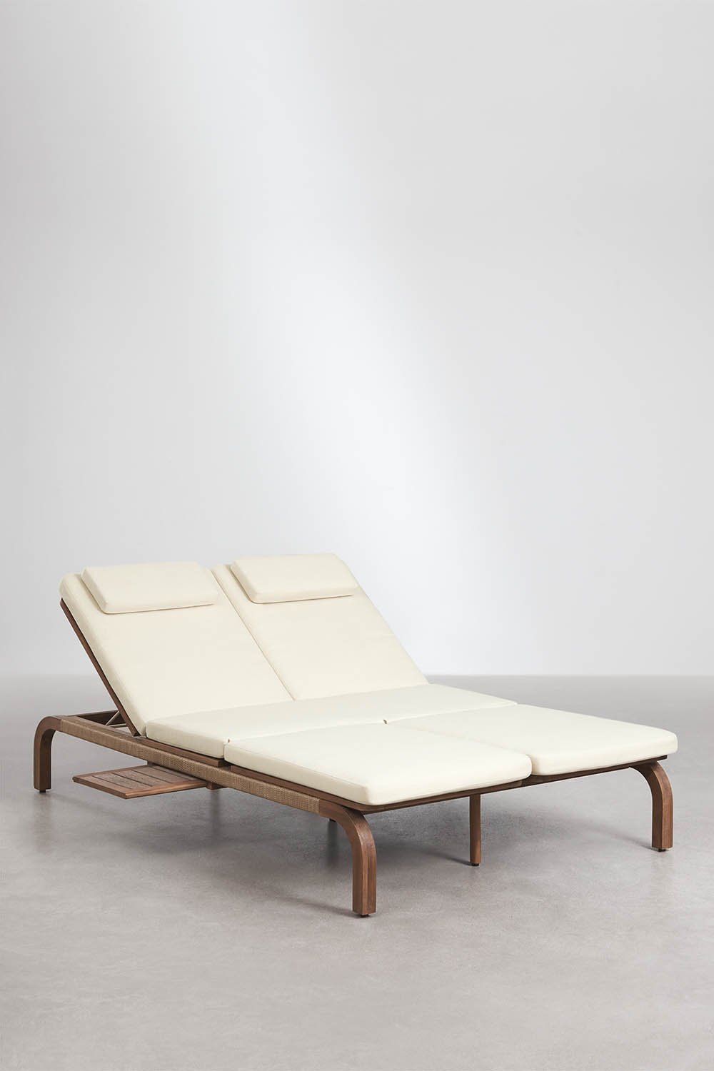 Tumbona doble reclinable en madera de acacia con cojín Dubai, imagen de galer&iacute;a 1