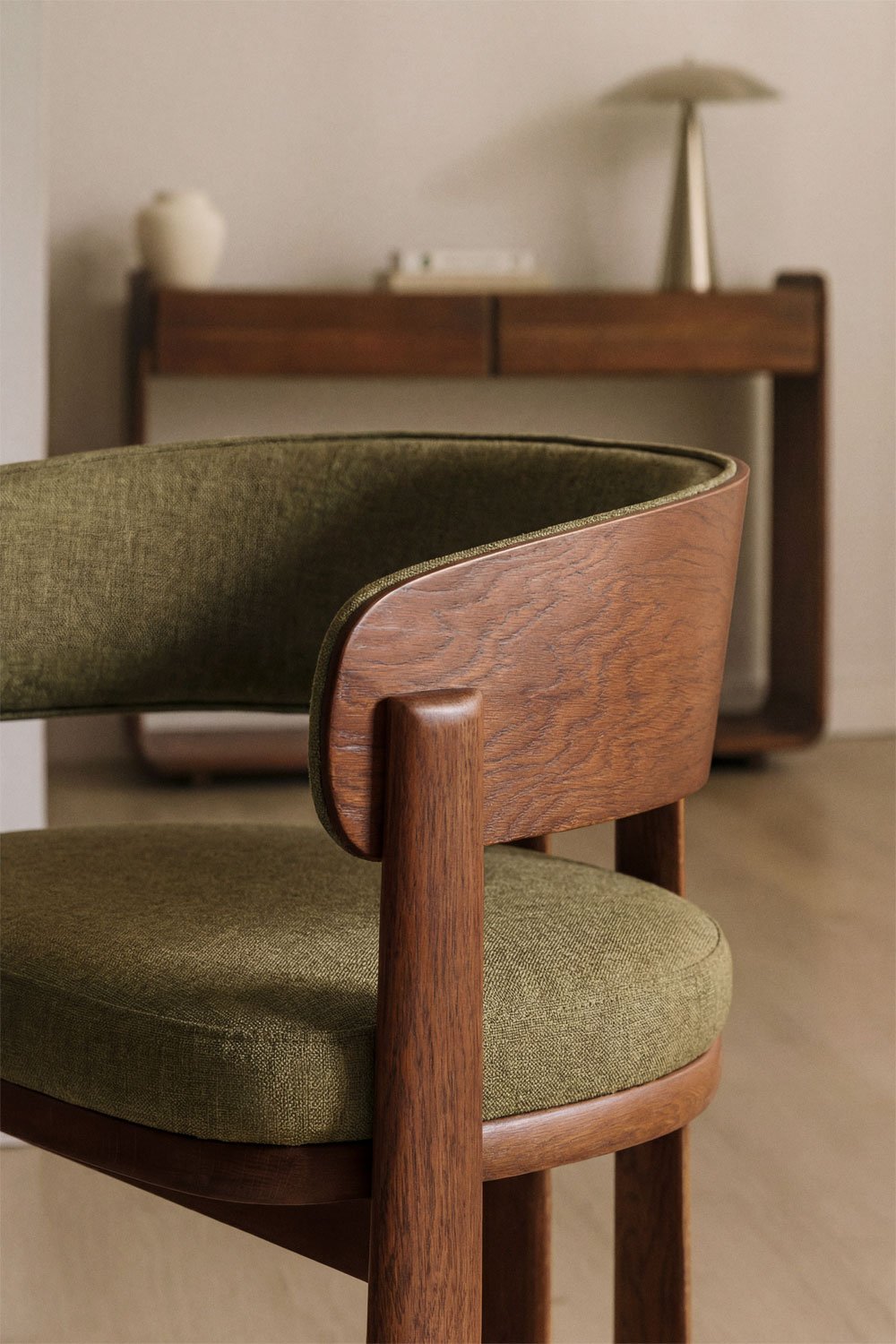 Silla de comedor en madera de roble y tapizada Olea Signature, imagen de galer&iacute;a 2