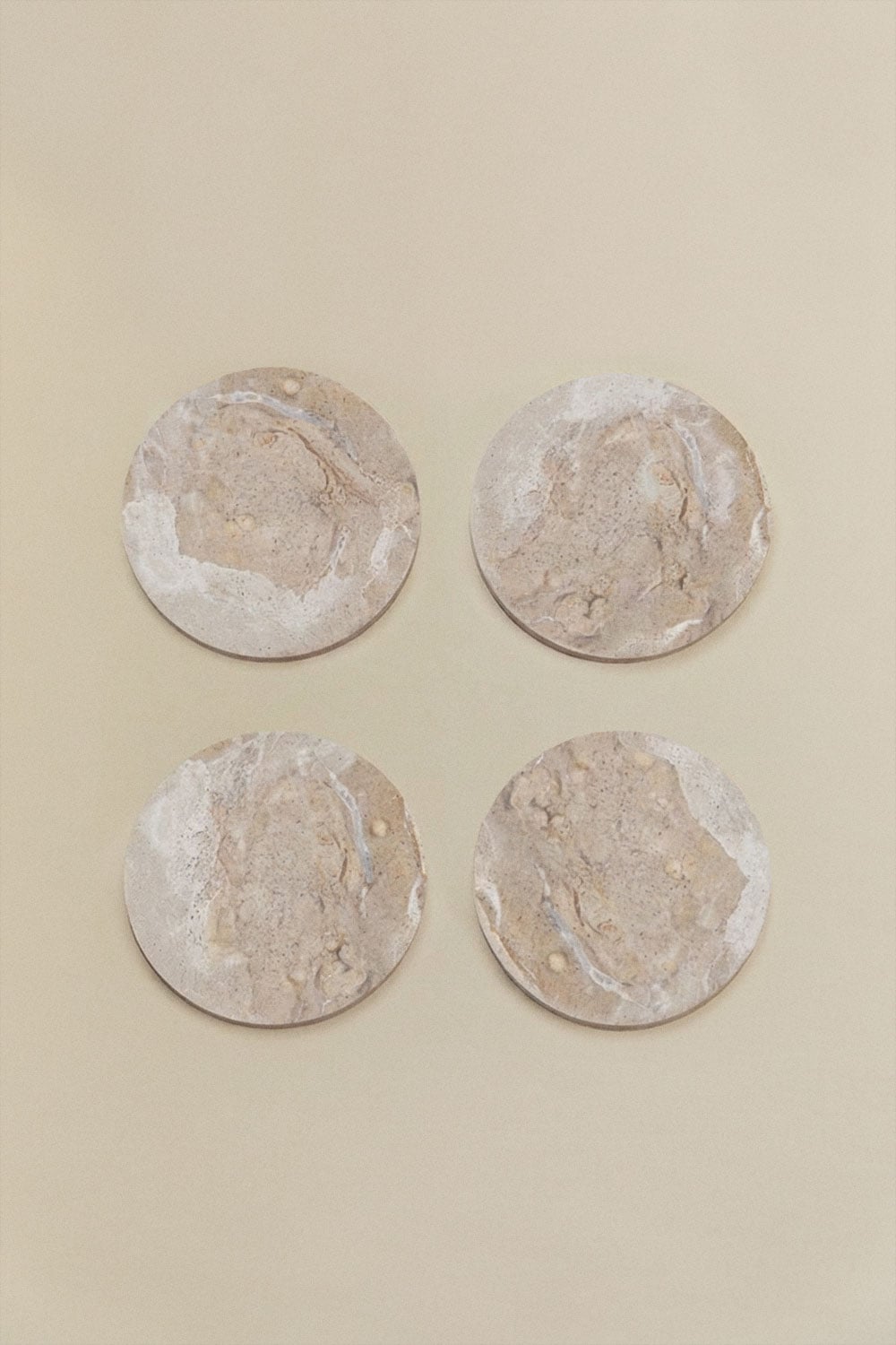 Pack de 4 posavasos redondos Ø10 cm en mármol Valtris, imagen de galer&iacute;a 3