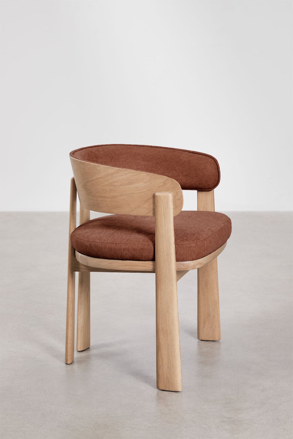 Pack de 4 sillas de comedor con reposabrazos en madera de roble y tapizada Olea Signature, imagen de galer&iacute;a 4