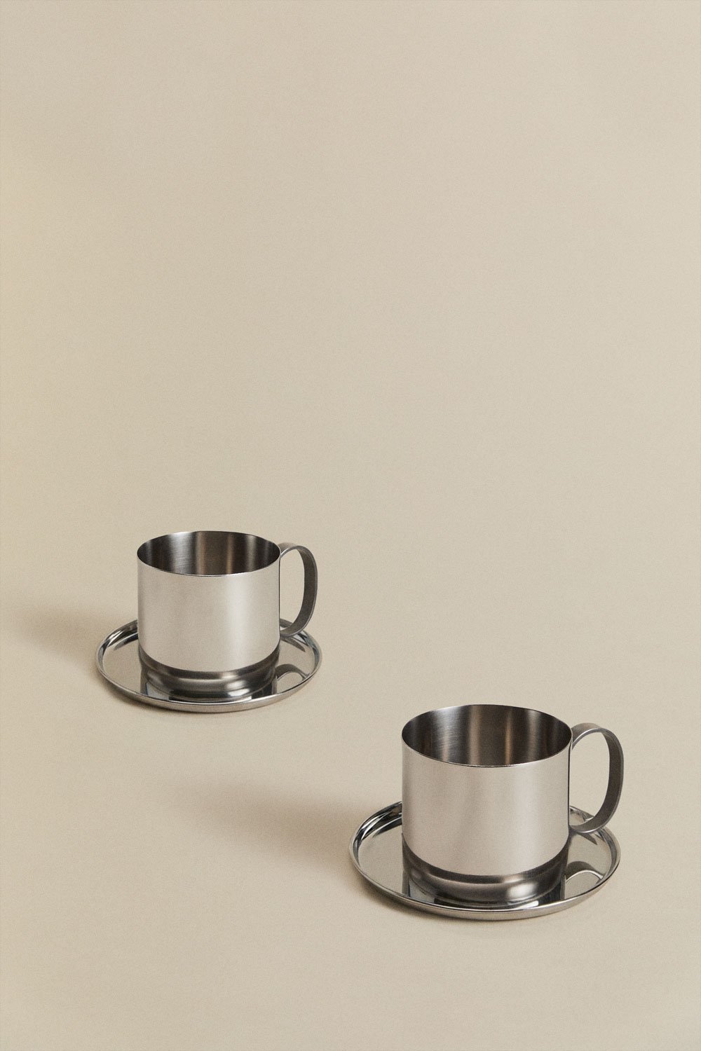 Pack de 2 tazas de café 17 cl con plato en acero inoxidable Lludix, imagen de galer&iacute;a 3