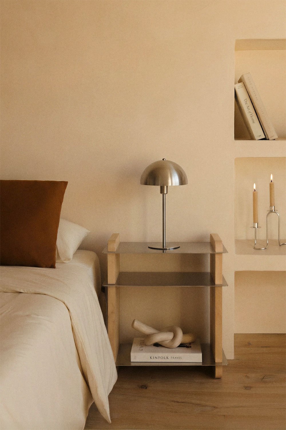 Pack de 2 mesitas de noche rectangulares 55x40 cm en madera de mango y acero Tokyo, imagen de galer&iacute;a 1