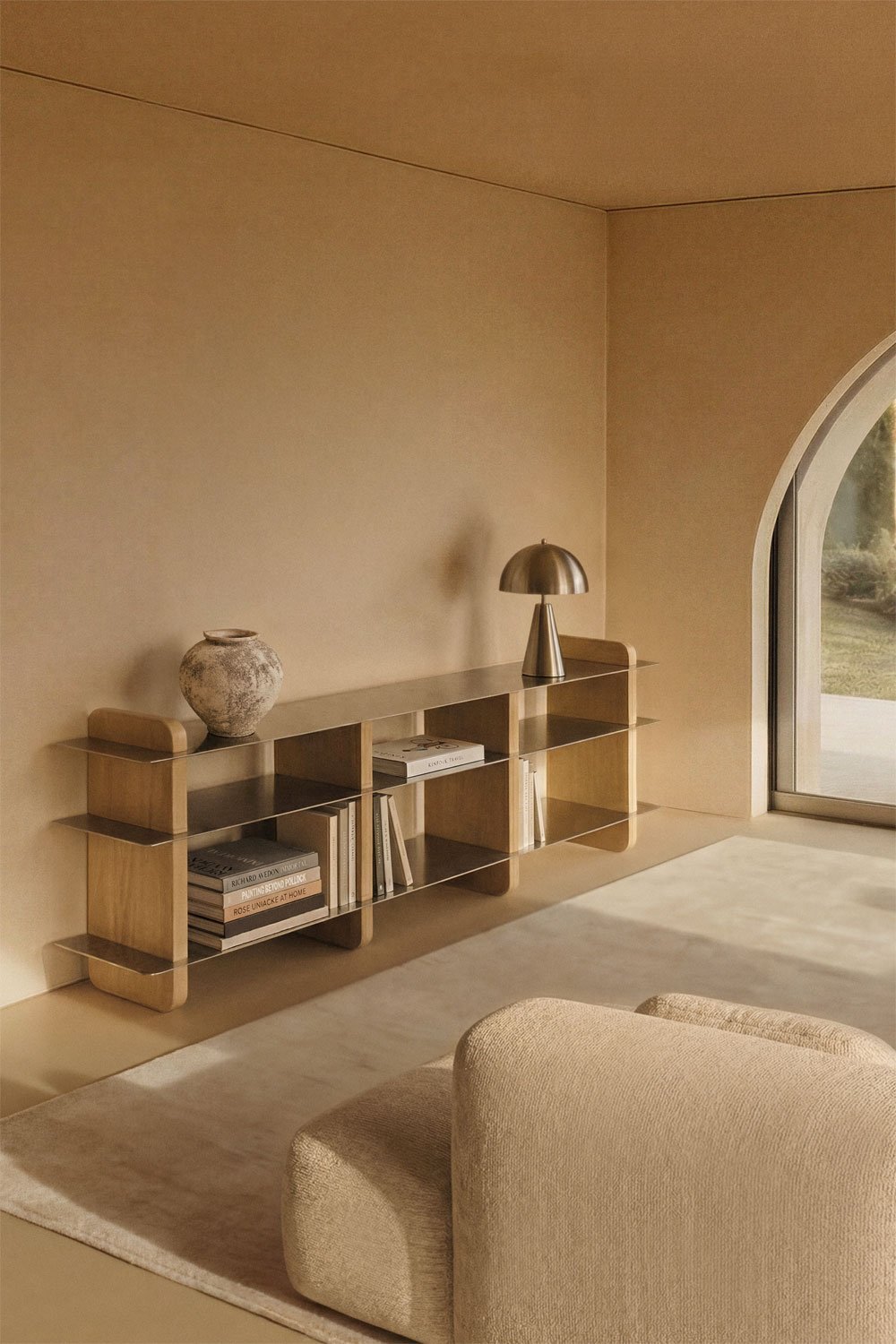 Mueble TV 180x40 cm en madera de mango y acero Tokyo, imagen de galer&iacute;a 1