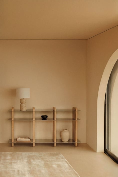 Estantería 150x40 cm en madera de mango y acero Tokyo