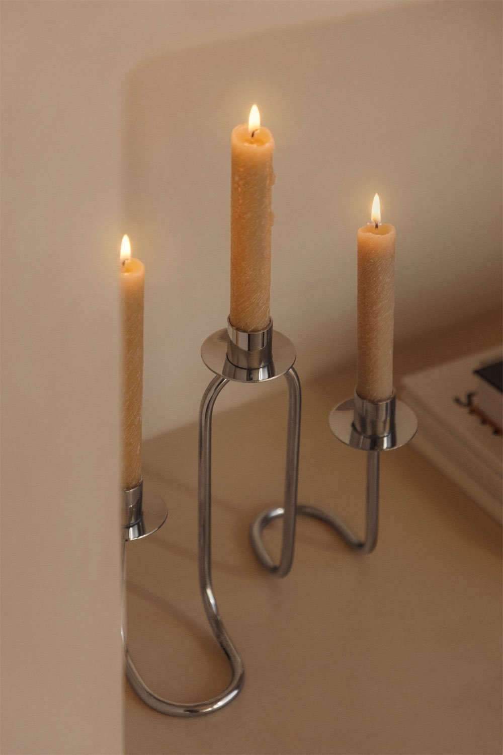 Candelabro de 3 brazos en acero inoxidable Tyva, imagen de galer&iacute;a 2