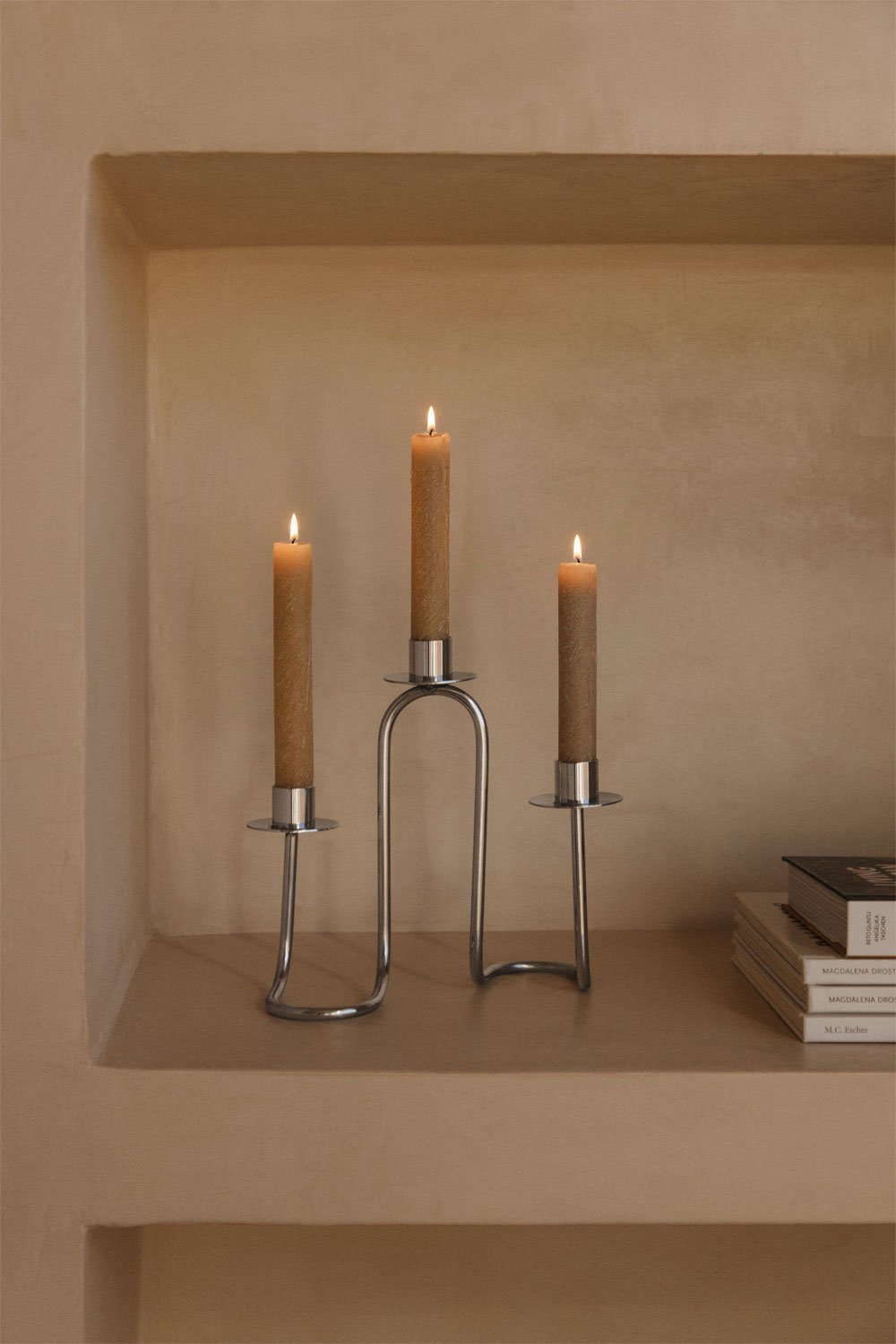 Candelabro de 3 brazos en acero inoxidable Tyva, imagen de galer&iacute;a 1