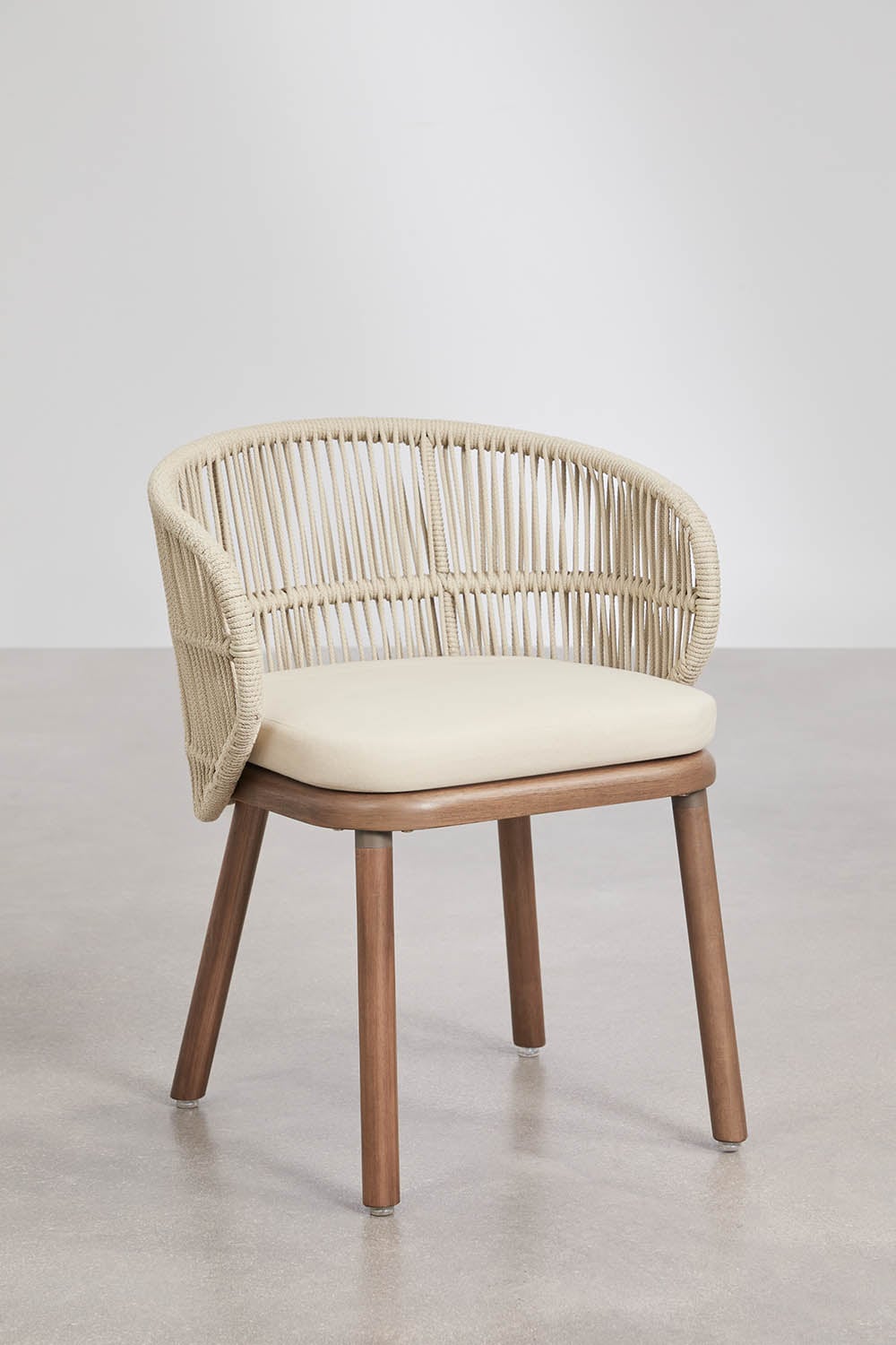 Pack de 4 sillas de jardín en madera de acacia y cuerda trenzada Capri, imagen de galer&iacute;a 3
