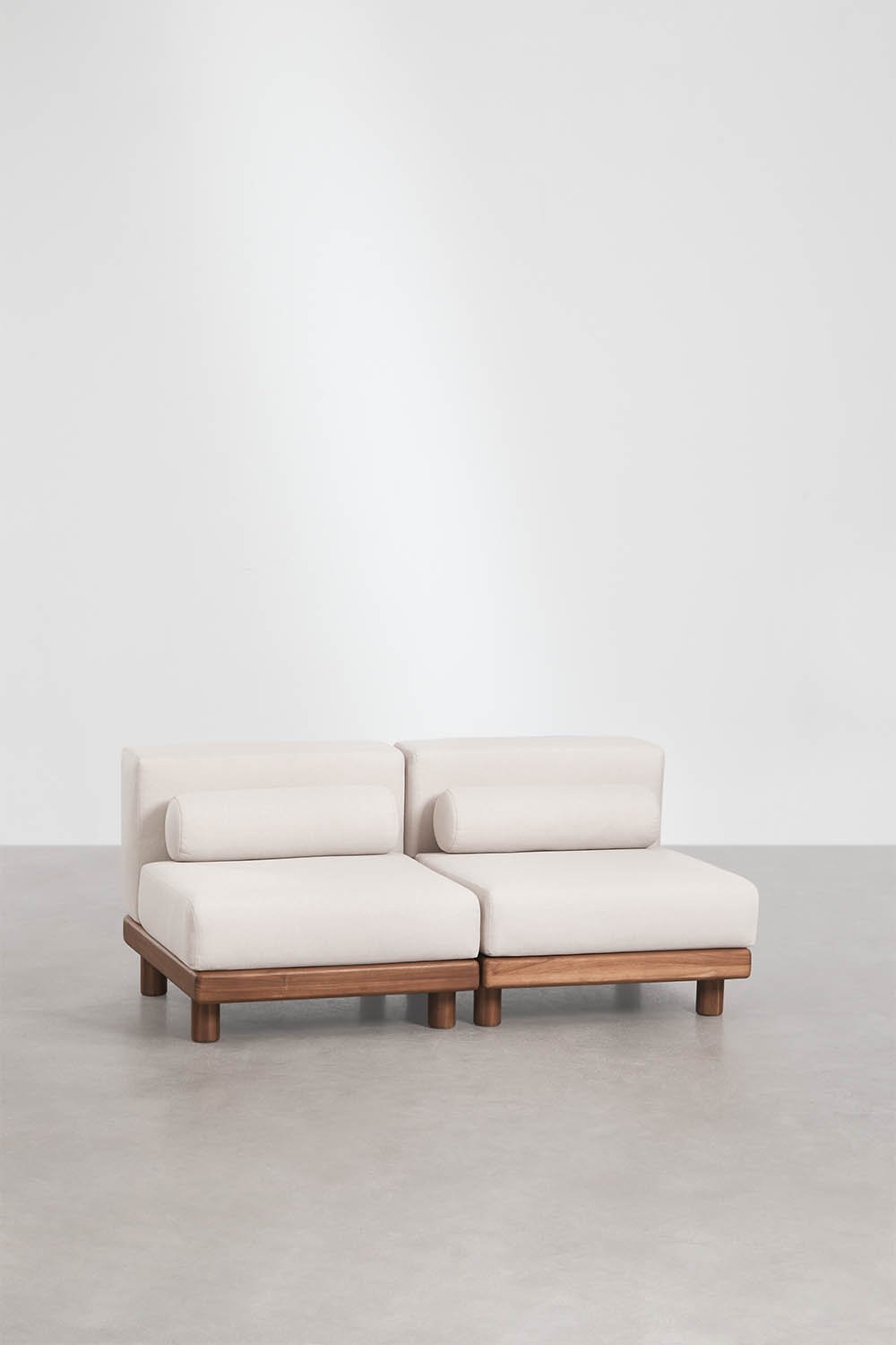 Sofá modular de jardín de 2 piezas en acacia Edrien , imagen de galer&iacute;a 1