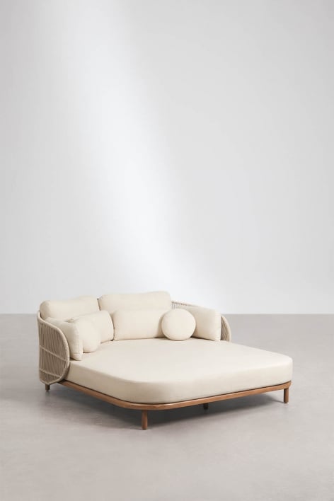 Tumbona doble en madera de acacia con cojines Capri