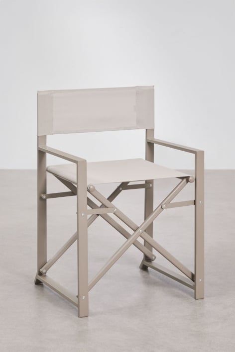 Silla de director plegable de jardín en acero Zurena - Marrón Moka