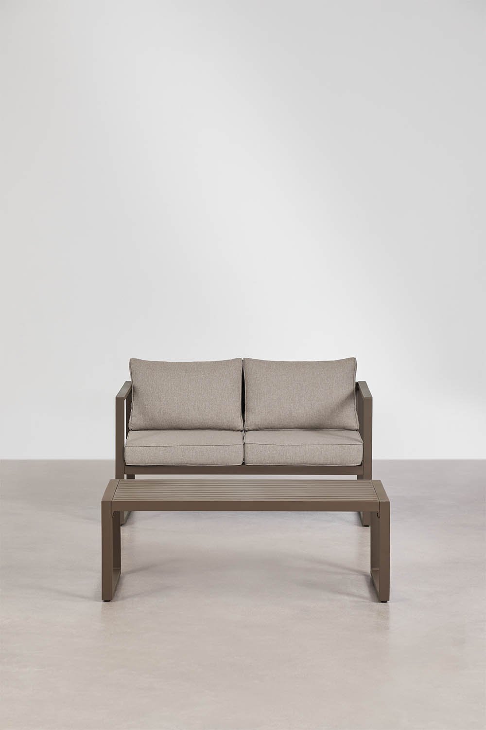 Conjunto de jardín de sofá de 2 plazas y mesa de centro en aluminio 110x55cm Lipov, imagen de galer&iacute;a 3