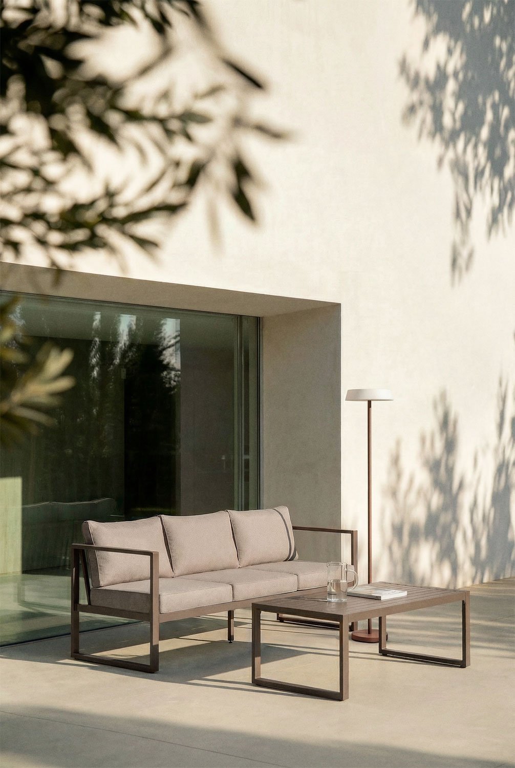 Conjunto de jardín con sofá de 3 plazas y mesa de centro en aluminio 110x55cm Lipov  , imagen de galer&iacute;a 1