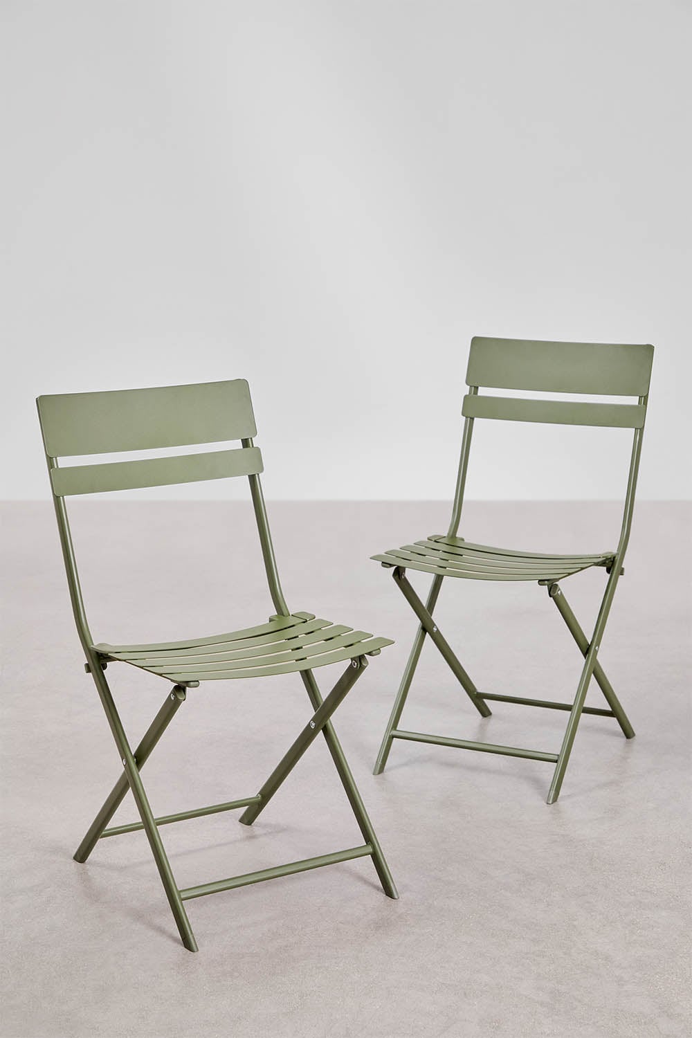 Set de mesa cuadrada 60x60 cm plegable y 2 sillas de comedor en acero Tamarit, imagen de galer&iacute;a 6