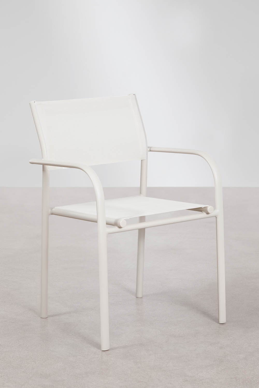 Pack de 4 sillas de jardín apilables con reposabrazos en aluminio Olenia, imagen de galer&iacute;a 3