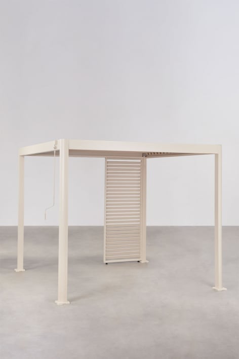 Pérgola bioclimática de lamas con panel en aluminio Druvia