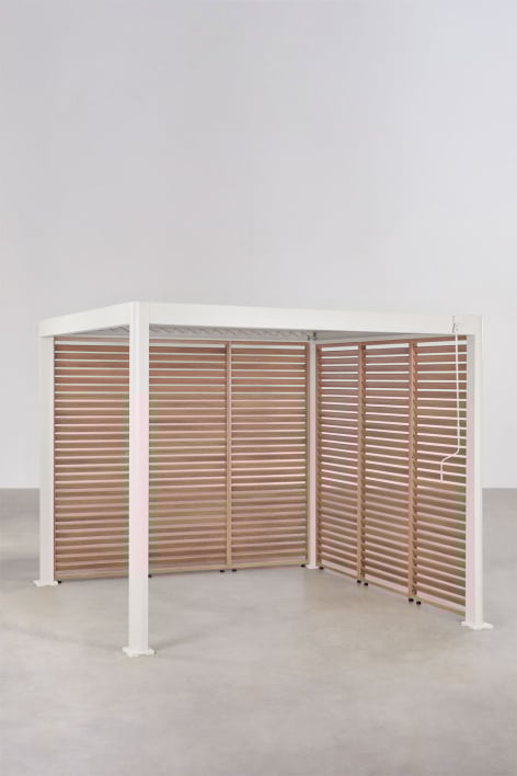 Pérgola bioclimática de lamas con paneles laterales en aluminio Druvia