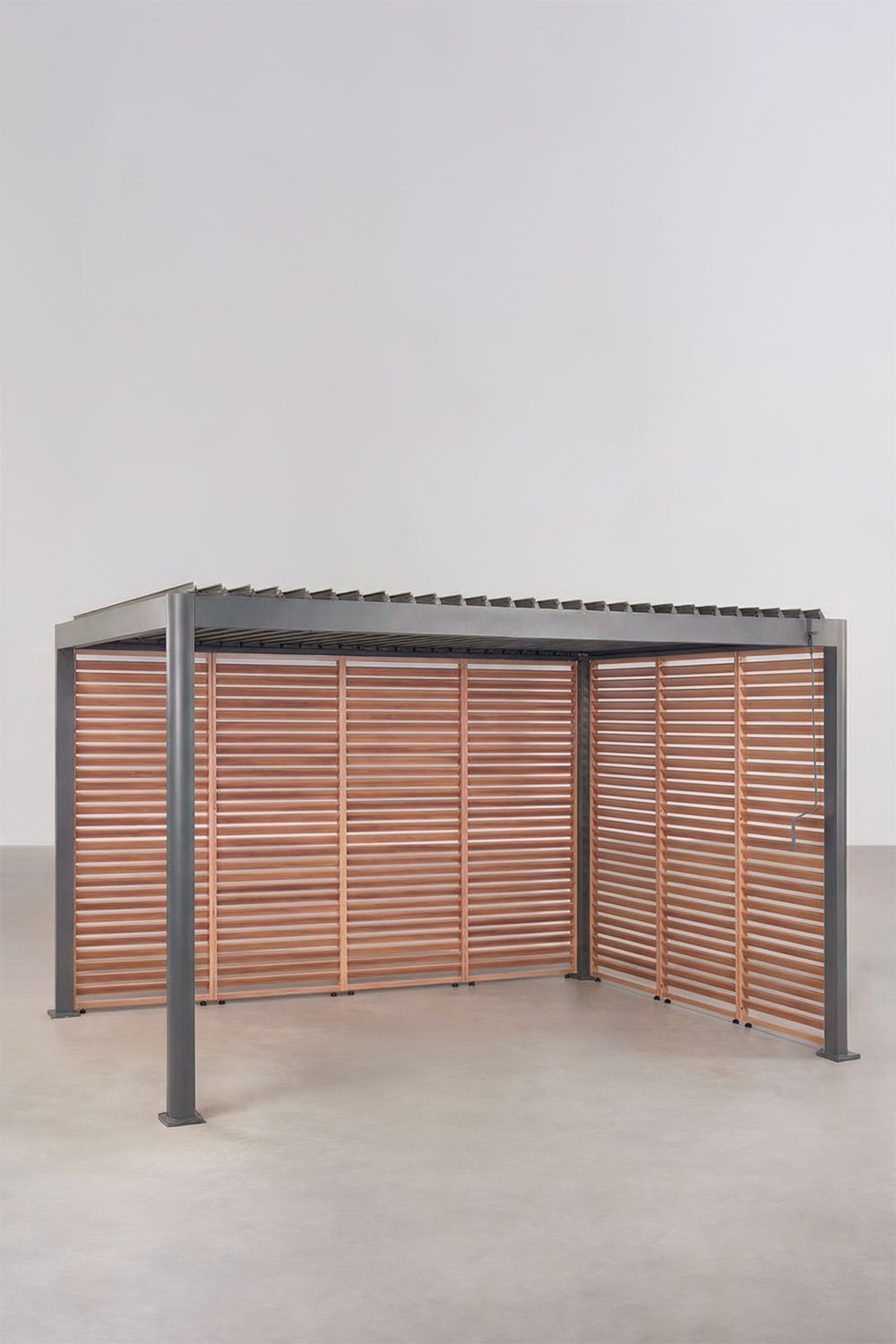 Pérgola bioclimática de lamas con paneles laterales en aluminio Druvia, imagen de galer&iacute;a 1