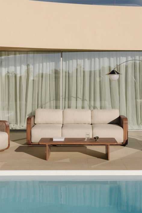 Conjunto de jardín con sofá de 3 plazas y mesa de centro en madera de acacia Noira