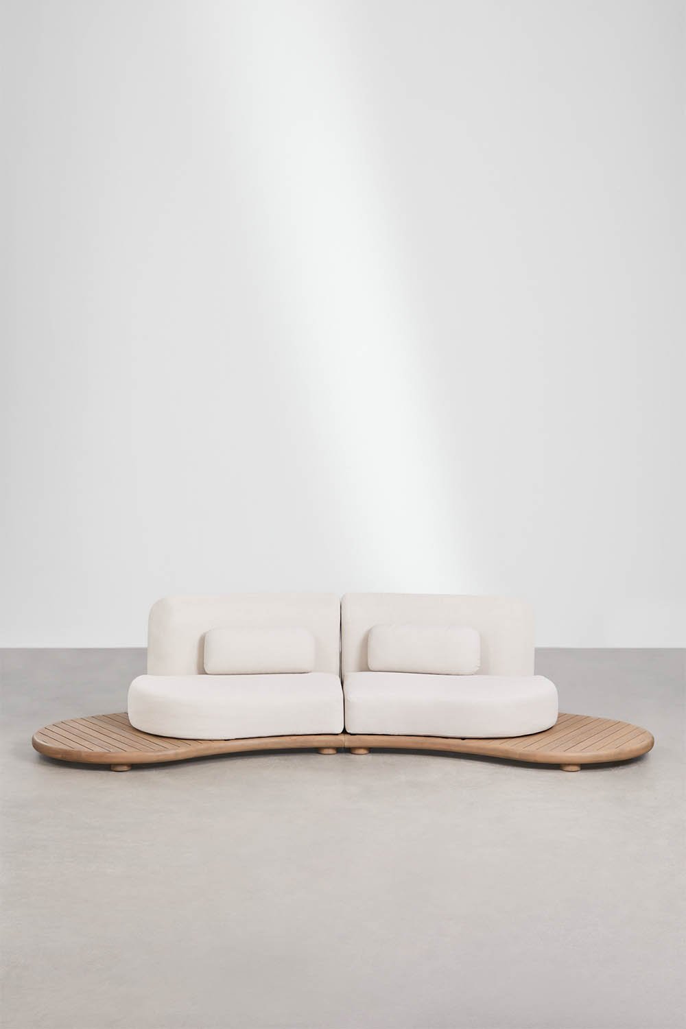 Sofá modular de jardín de 2 piezas en madera de acacia Gerard, imagen de galer&iacute;a 3