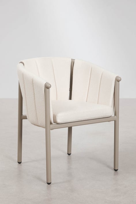 Silla de jardín con reposabrazos en bouclé y aluminio Boleni