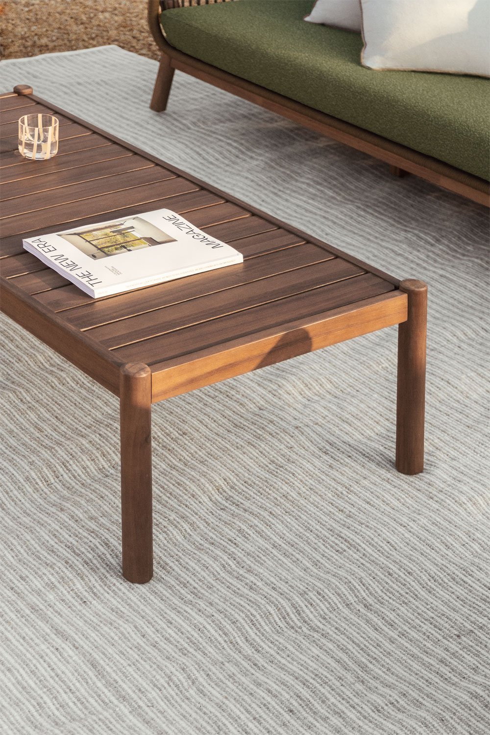 Conjunto de jardín con sofá de 3 plazas, 2 sillones y mesa de centro en aluminio y madera de acacia Karvia   , imagen de galer&iacute;a 2