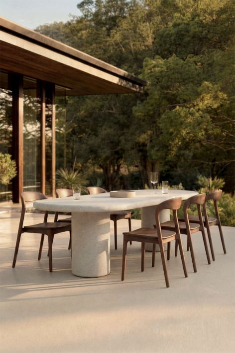 Mesa de jardín ovalada 260x110 cm en cemento Aurean