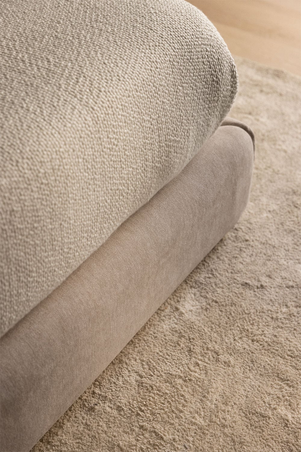 Cama para colchón 150x190cm con canapé abatible en tela beige crema Norena, imagen de galer&iacute;a 2