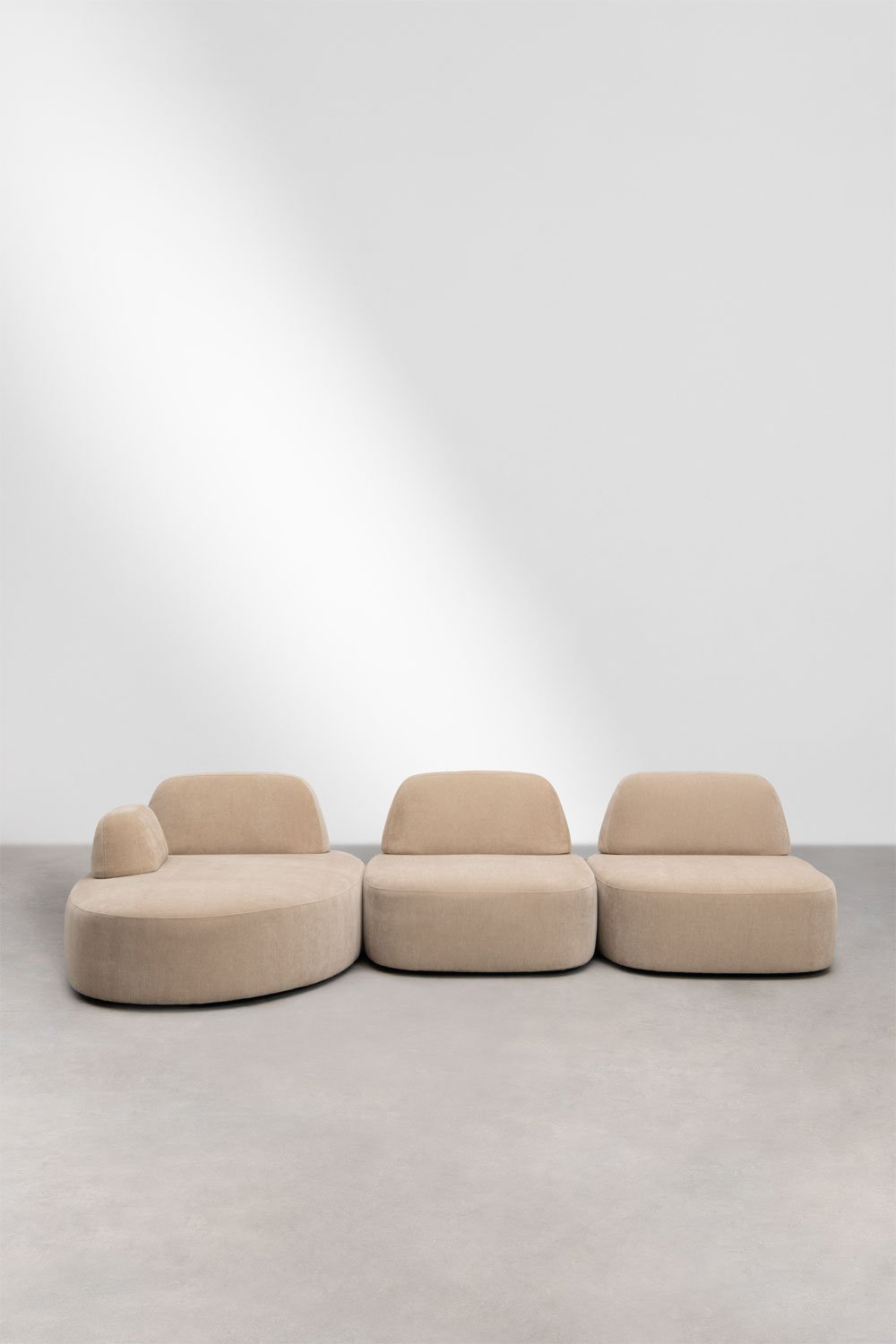 Sofá modular chaise longue izquierdo de 3 piezas tapizado Giorgia, imagen de galer&iacute;a 5