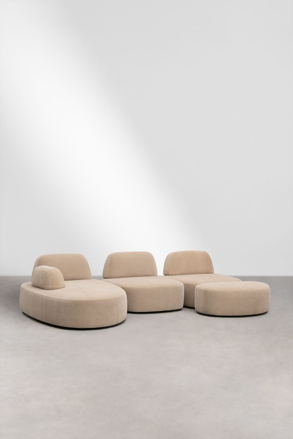 Sofá modular chaise longue izquierdo de 3 piezas y puff tapizado Giorgia , imagen de galer&iacute;a 3