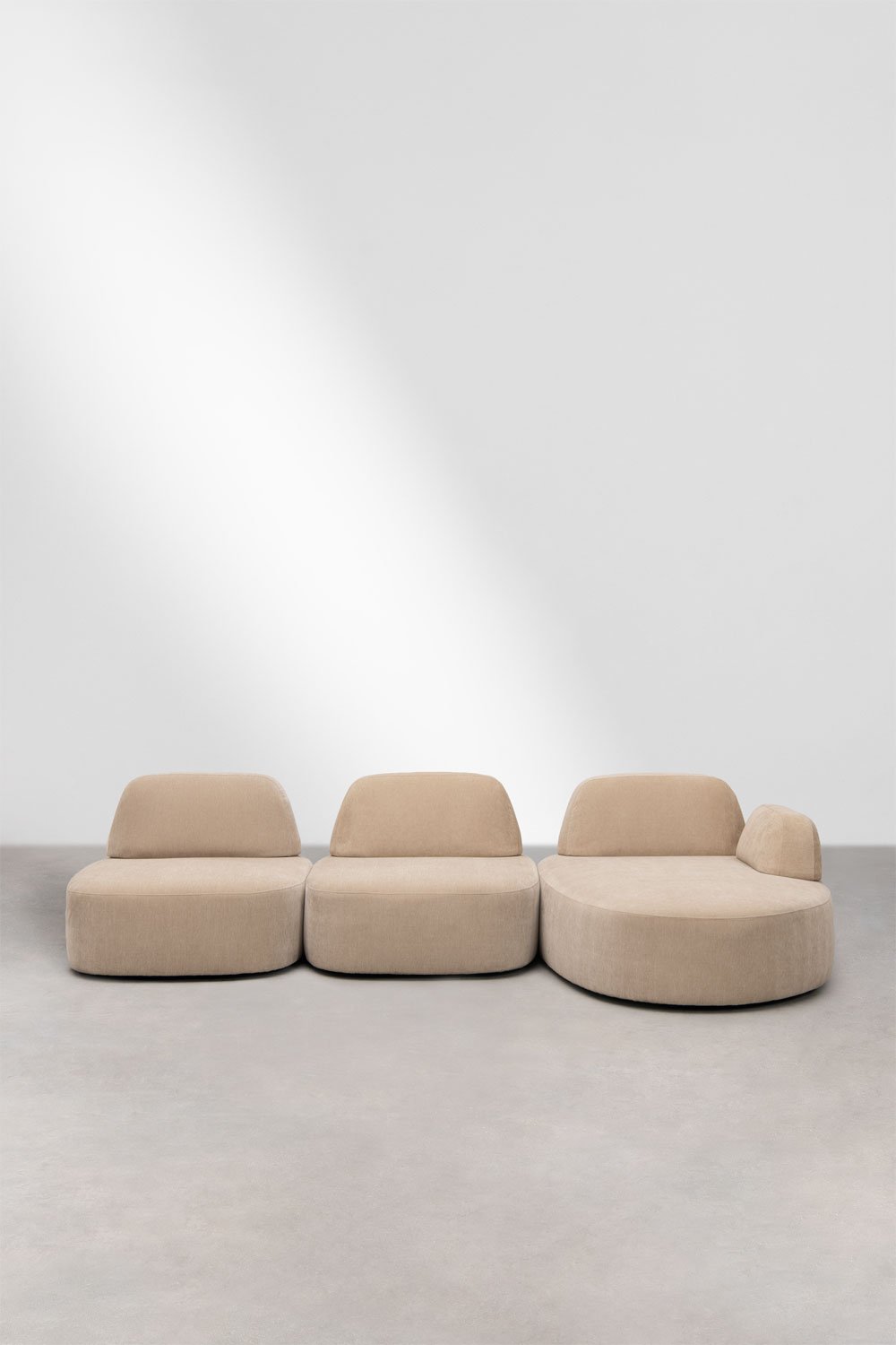 Sofá modular chaise longue derecho de 3 piezas tapizado Giorgia, imagen de galer&iacute;a 5