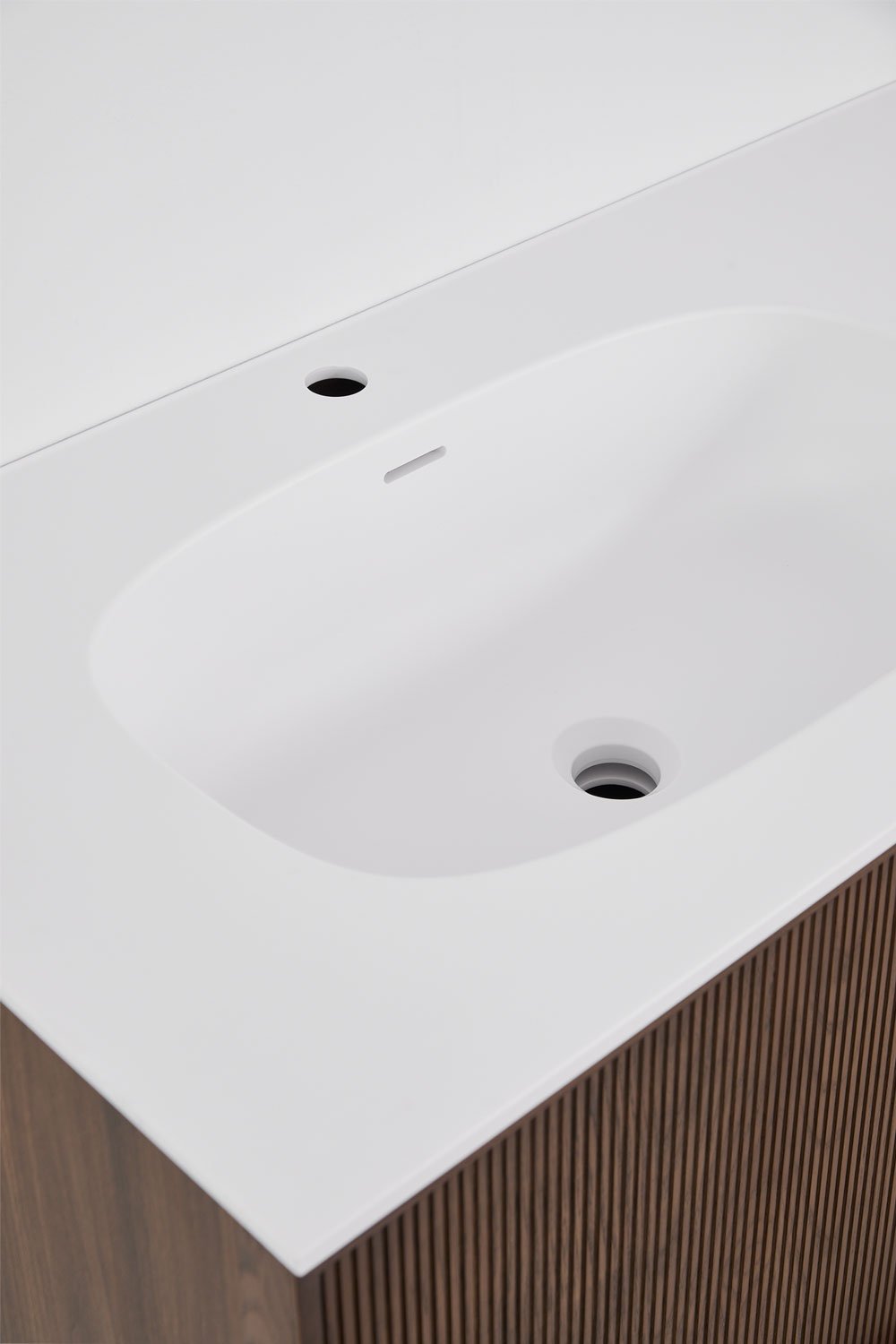 Conjunto de mueble de baño 100x50 cm suspendido en madera con lavabo integrado Endika, imagen de galer&iacute;a 3
