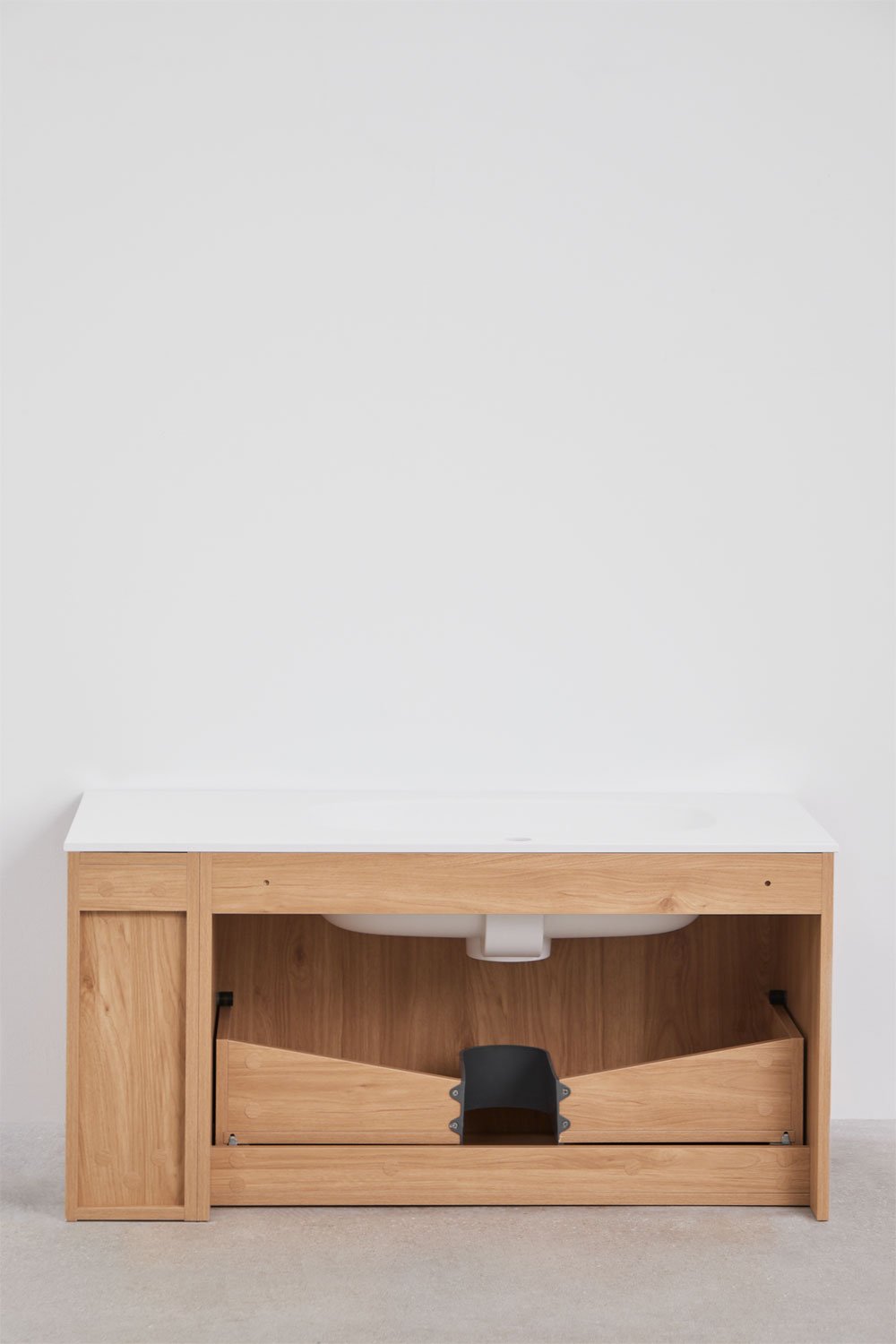 Conjunto de mueble de baño 100x50 cm suspendido en madera con lavabo integrado Endika, imagen de galer&iacute;a 7