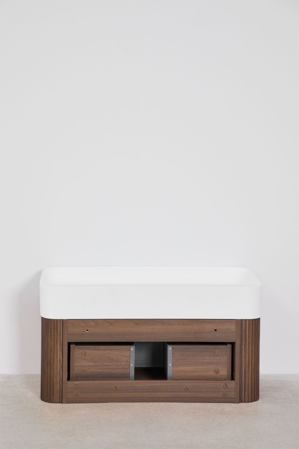 Conjunto de mueble de baño 80x40 cm suspendido en madera con lavabo integrado Saioa, imagen de galer&iacute;a 7